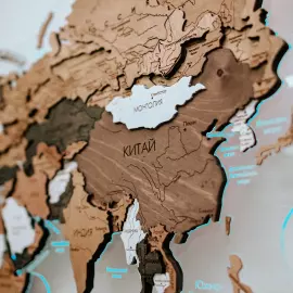 Corporate world map made of precious wood 3D to order