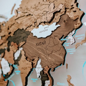 Corporate world map made of precious wood 3D to order