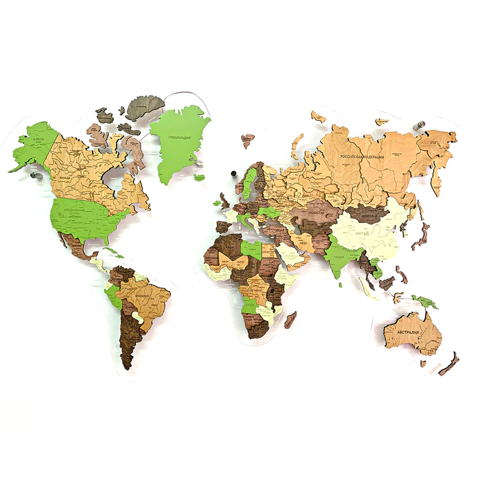 World map, multi-level 3D "Avocado", custom made