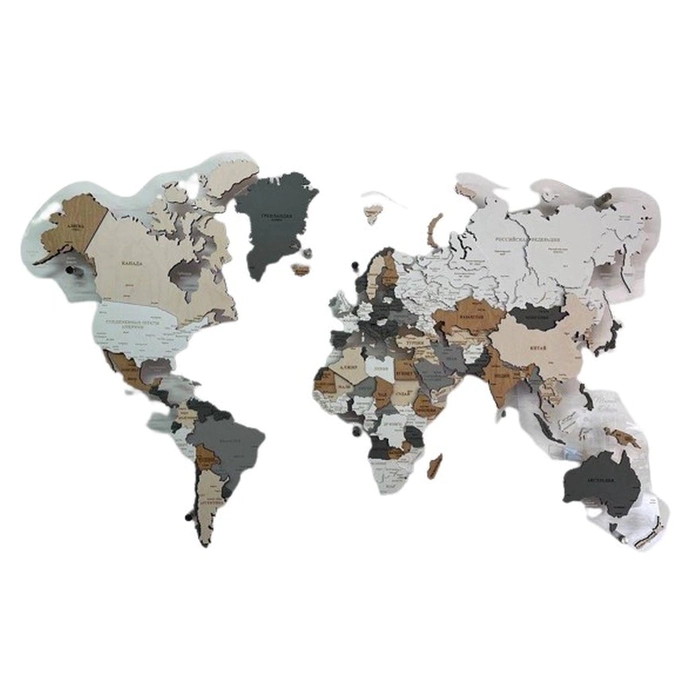 World map, multilevel 3D "Agat", custom made