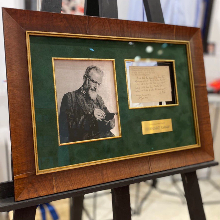 A handwritten autographed postcard by playwright and novelist Bernard Shaw
