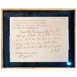 Собственноручная открытка с автографом драматурга и романиста Бернарда Шоу