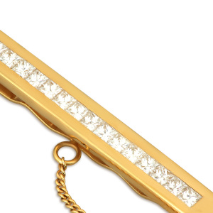 Yellow gold tie clip with diamonds