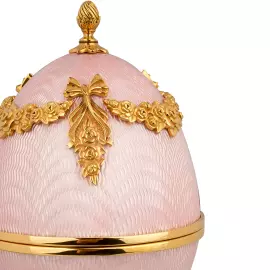 Яйцо-шкатулка из меди и латуни, розовое