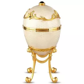 Яйцо-шкатулка из меди и латуни с морионом и бриллиантами, белое