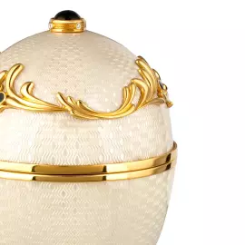 Яйцо-шкатулка из меди и латуни с морионом и бриллиантами, белое