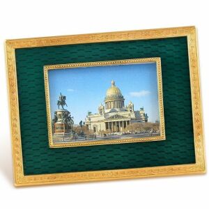 Рамка для фото из латуни с деревом и ювелирным стеклом
