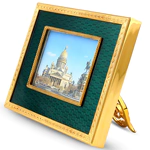 Brass photo frame with wood and jewelry glass