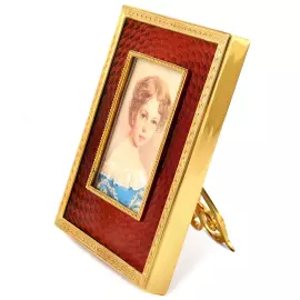 Рамка для фото из латуни с деревом и ювелирным стеклом