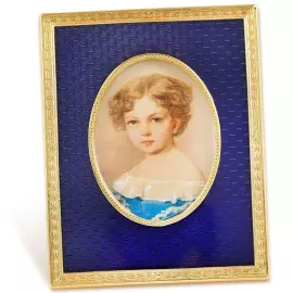 Рамка для фото из латуни с деревом и ювелирным стеклом