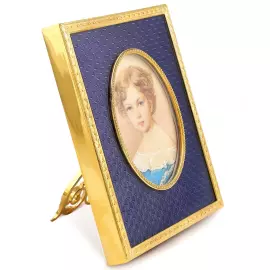 Рамка для фото из латуни с деревом и ювелирным стеклом