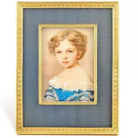 Рамка для фото из латуни с деревом и ювелирным стеклом