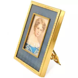 Рамка для фото из латуни с деревом и ювелирным стеклом