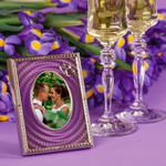 Brass photo frame with wood and jewelry glass