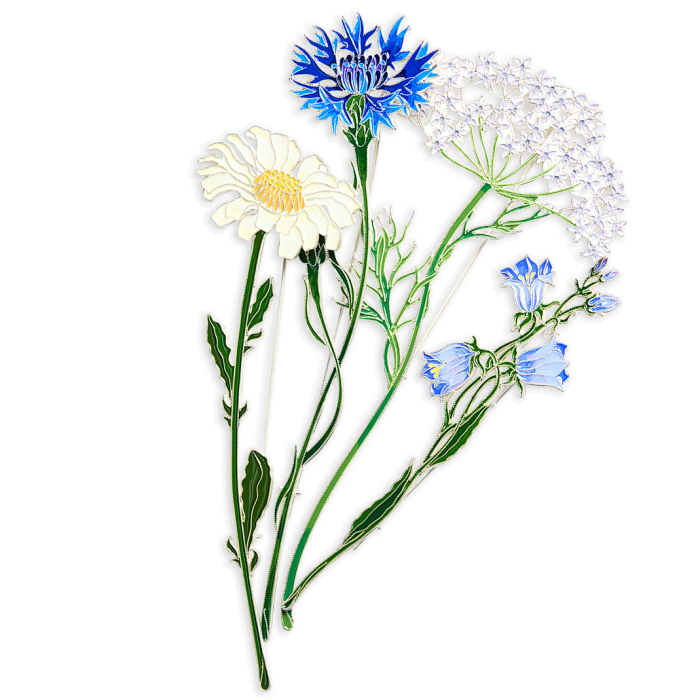 Silver brooch "Chamomile" of the collection "Herbarium of Tatyana Polyakova"