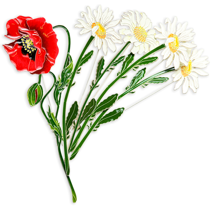 Silver brooch "Chamomile" of the collection "Herbarium of Tatyana Polyakova"