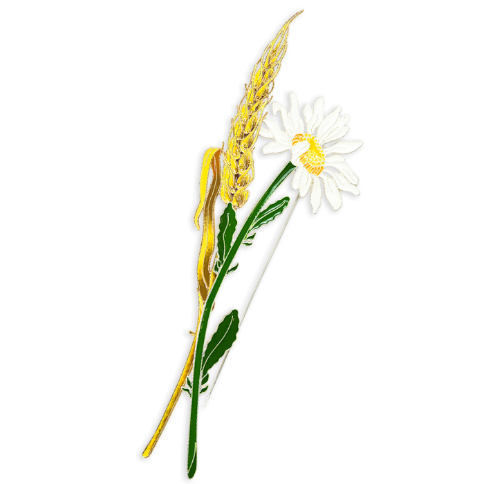 Silver brooch "Chamomile" of the collection "Herbarium of Tatyana Polyakova"