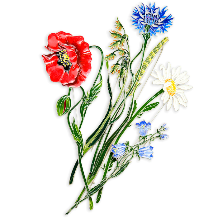 Silver brooch "Chamomile" of the collection "Herbarium of Tatyana Polyakova"