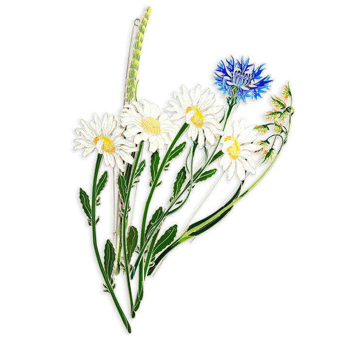 Silver brooch "Chamomile" of the collection "Herbarium of Tatyana Polyakova"