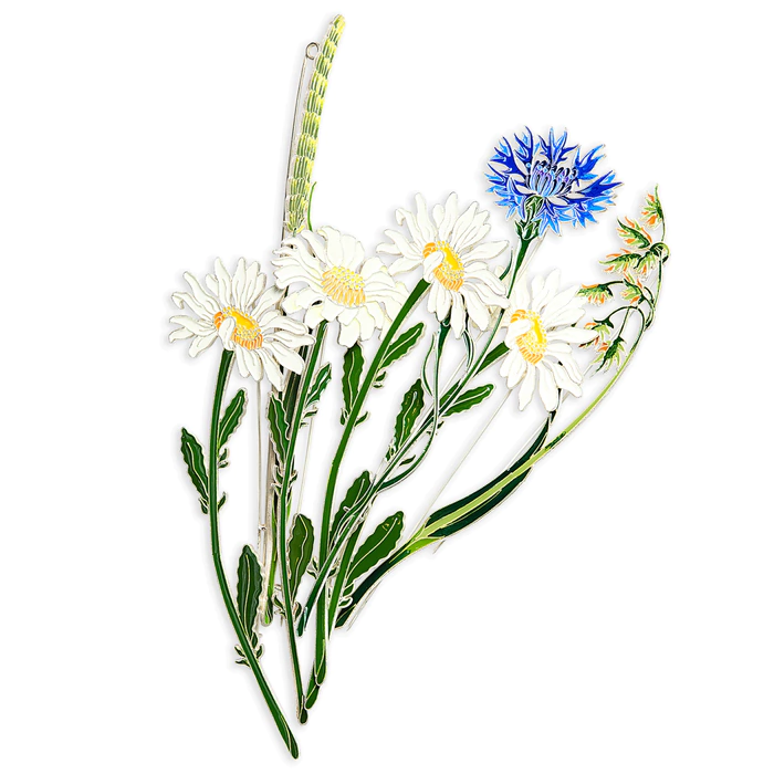 Silver brooch "Chamomile" of the collection "Herbarium of Tatyana Polyakova"