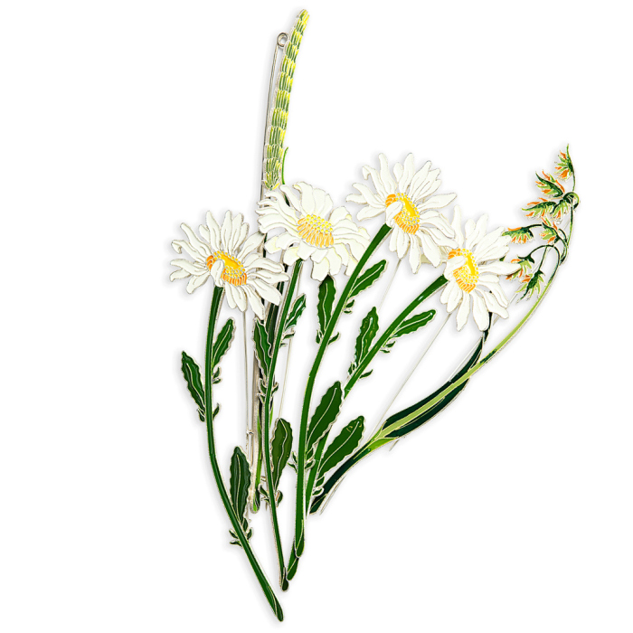 Silver brooch "Chamomile" of the collection "Herbarium of Tatyana Polyakova"