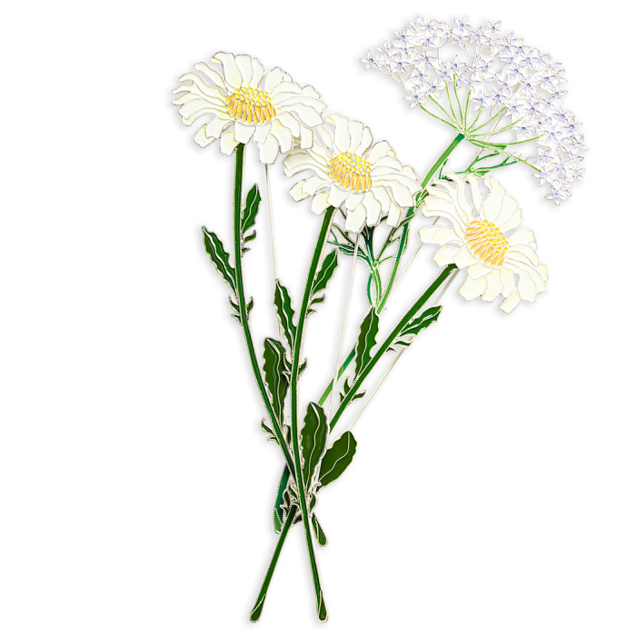 Silver brooch "Chamomile" of the collection "Herbarium of Tatyana Polyakova"