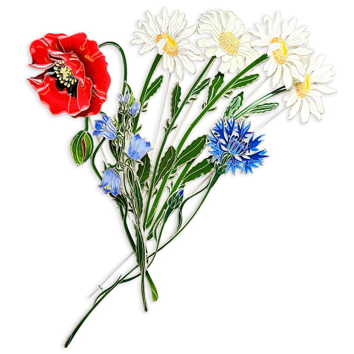 Silver brooch "Chamomile" of the collection "Herbarium of Tatyana Polyakova"
