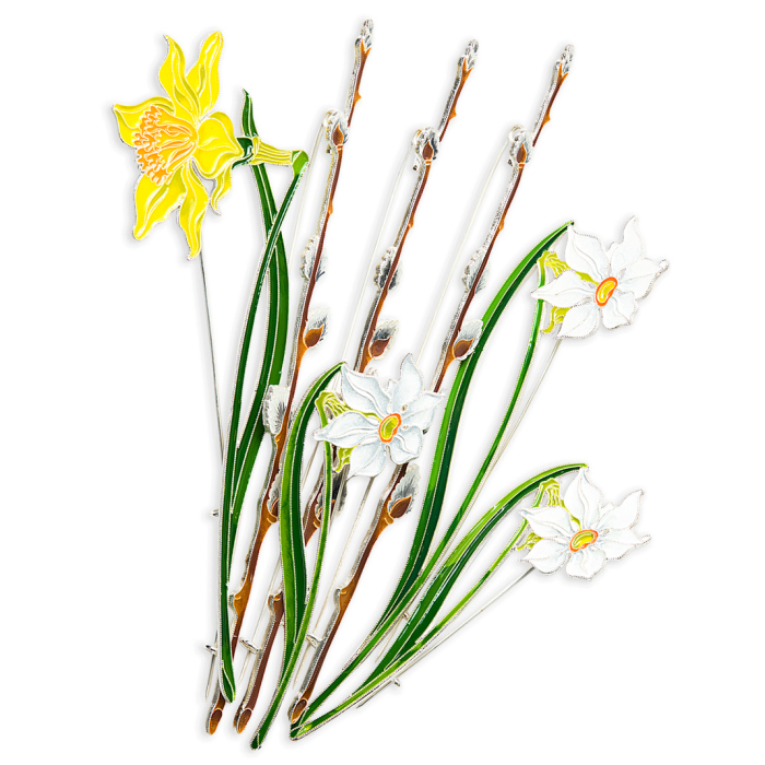 Silver brooch "Willow" from the collection "Herbarium of Tatyana Polyakova"
