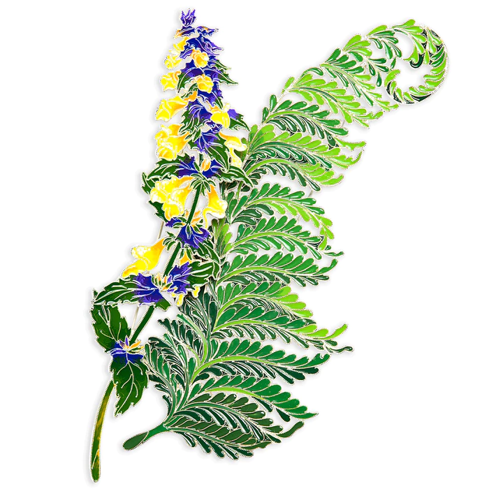 Silver brooch "Fern" from the collection "Herbarium of Tatyana Polyakova"