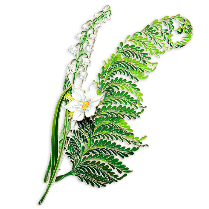 Silver brooch "Fern" from the collection "Herbarium of Tatyana Polyakova"
