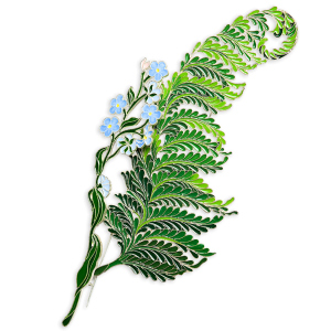 Silver brooch "Fern" from the collection "Herbarium of Tatyana Polyakova"