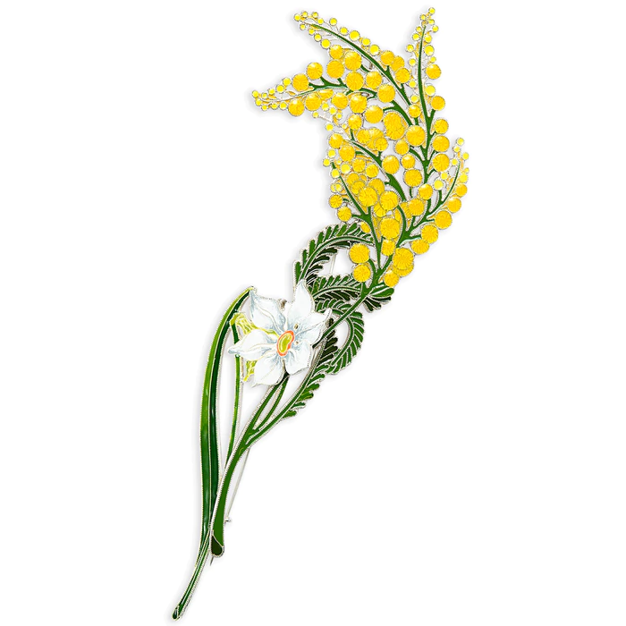 Silver brooch "Narcissus poetic" small, collections "Herbarium of Tatiana Polyakova"