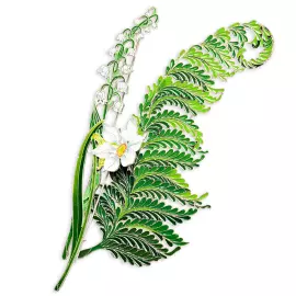 Silver brooch "Narcissus poetic" small, collections "Herbarium of Tatiana Polyakova"