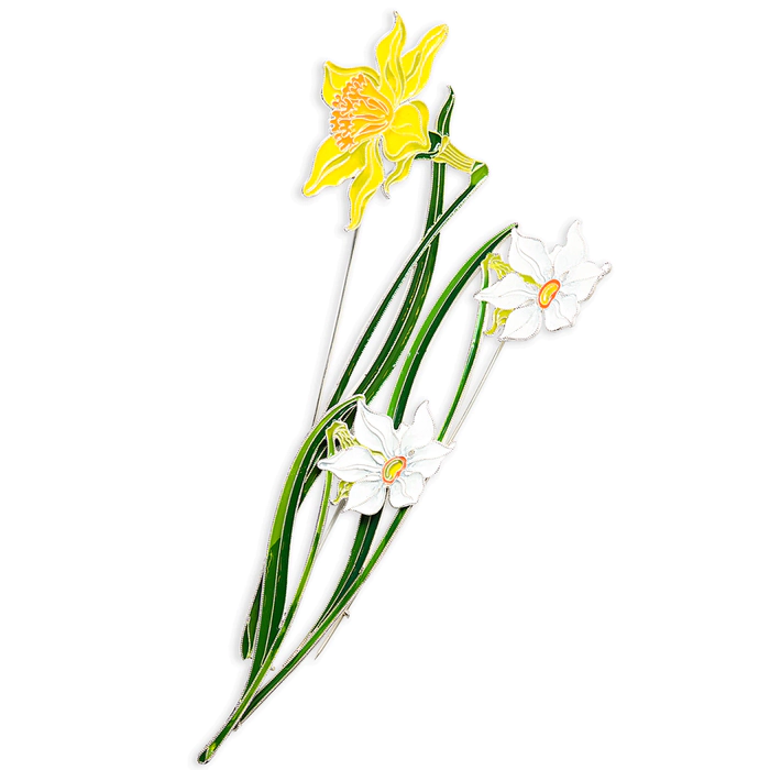 Silver brooch "Narcissus poetic" small, collections "Herbarium of Tatiana Polyakova"