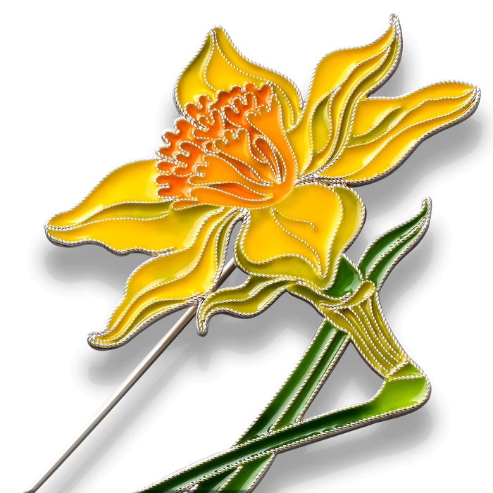 Silver brooch "Narcissus incomparable" from the collection "Herbarium of Tatyana Polyakova"