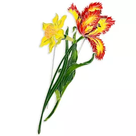 Silver brooch "Narcissus incomparable" from the collection "Herbarium of Tatyana Polyakova"