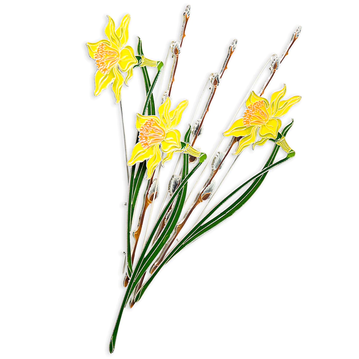 Silver brooch "Narcissus incomparable" from the collection "Herbarium of Tatyana Polyakova"