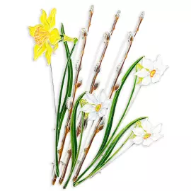 Silver brooch "Narcissus incomparable" from the collection "Herbarium of Tatyana Polyakova"