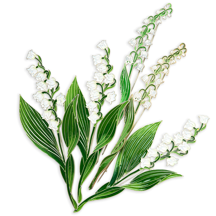 Silver brooch "Lily of the Valley" collection "Herbarium of Tatiana Polyakova"