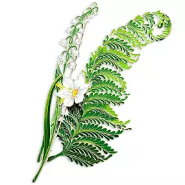 Silver brooch "Lily of the Valley" collection "Herbarium of Tatiana Polyakova"