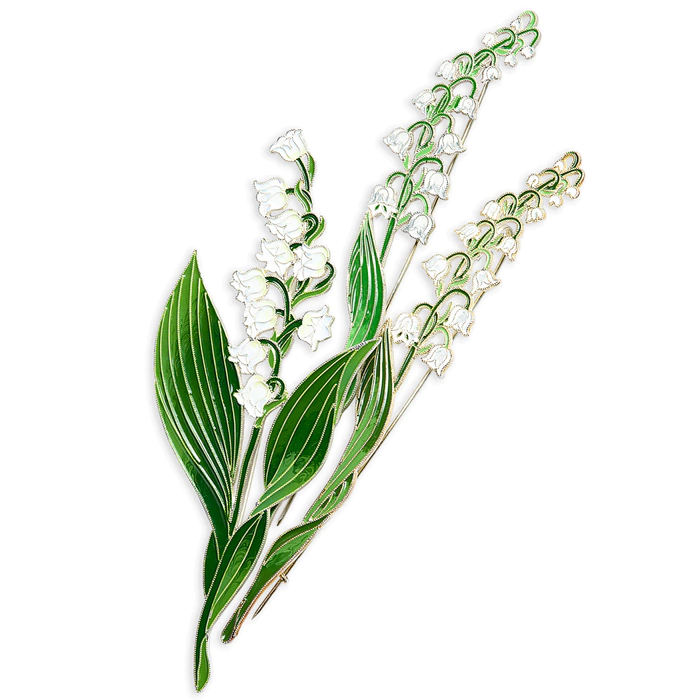 Silver brooch "Lily of the Valley" collection "Herbarium of Tatiana Polyakova"