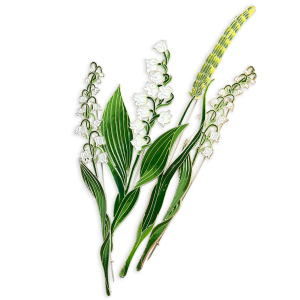Silver brooch "Lily of the Valley" collection "Herbarium of Tatiana Polyakova"