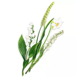 Silver brooch "Lily of the Valley" collection "Herbarium of Tatiana Polyakova"