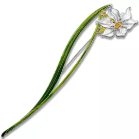 Silver brooch "Narcissus poetic" collection "Herbarium of Tatiana Polyakova"