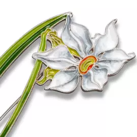 Silver brooch "Narcissus poetic" collection "Herbarium of Tatiana Polyakova"