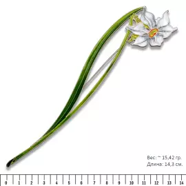 Silver brooch "Narcissus poetic" collection "Herbarium of Tatiana Polyakova"