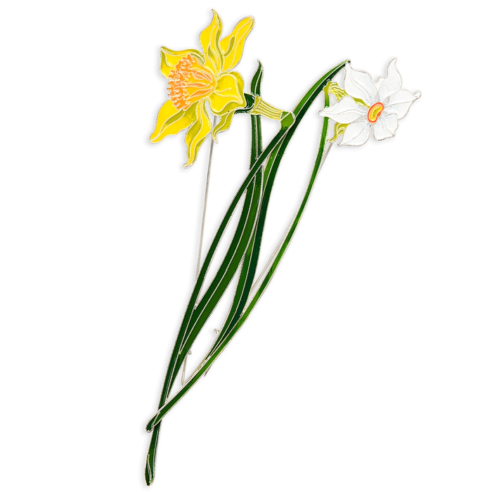 Silver brooch "Narcissus poetic" collection "Herbarium of Tatiana Polyakova"