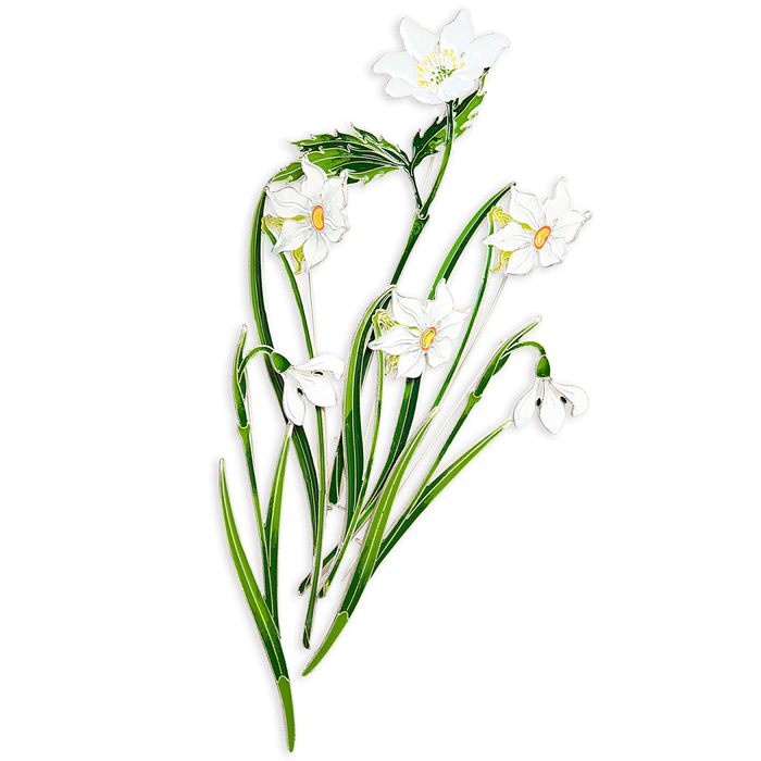 Silver brooch "Narcissus poetic" collection "Herbarium of Tatiana Polyakova"