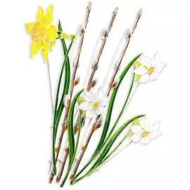 Silver brooch "Narcissus poetic" collection "Herbarium of Tatiana Polyakova"