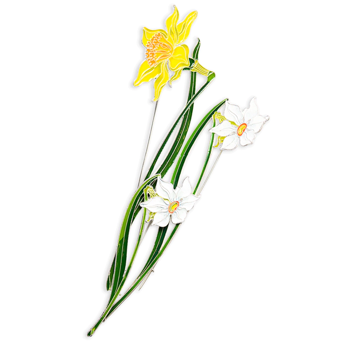 Silver brooch "Narcissus poetic" collection "Herbarium of Tatiana Polyakova"